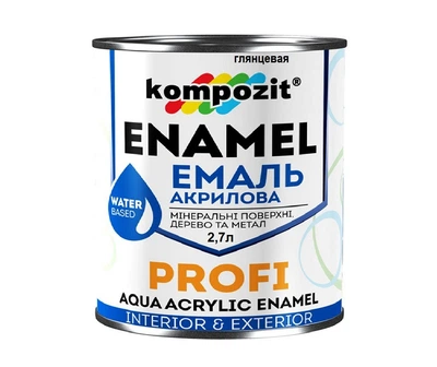 Эмаль акриловая KOMPOZIT PROFI универсальная белая глянцевая 2,7л