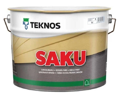 Краска щелочестойкая TEKNOS SAKU для цоколя и бетона белая (база 1) 9л