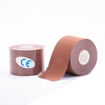 Кінезіо тейп еластична адгезивна стрічка з бавовни BOOB Tape Тейпування Груди 3.5 см х 5 м темно-бежевий