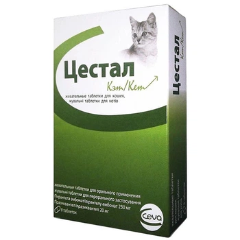 Ceva Cestal Cat (Цестал Кэт) Антигельминтик для кошек со вкусом печени 8 таб