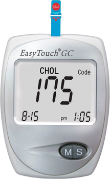 Глюкометр с функцией измерения холестерина в крови EasyTouch GC (ЕТ-202) + Тестовые полоски EasyTouch для измерения уровня холестерина в крови 25 шт (4768)