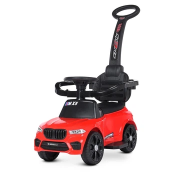 Дитячий електромобіль каталка толокар Bambi М 4850LR-3 червоний батьківська ручка, підставка для ніг та захисний бортик