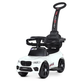 Детский электромобиль каталка толокар Bambi М 4850LR-1 белый родительская ручка, подставка для ног и защитный бортик