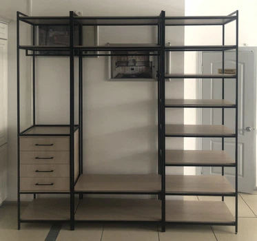 Гардеробна система SOFAN GS 500 200*50*240см. ДСП Ясень королівськи світлий/каркас чорний