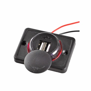 USB розетка A74HR автомобильная накладная (12-24В, 2 USB, 3.1А (2.1+1A), с крышкой, с красной подсветкой) (230002894)