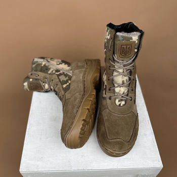 Тактические мужские ботинки Kindzer кожаные натуральный мех 44 койот