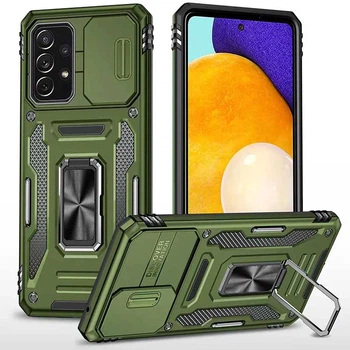 Чохол зі шторкою для камери Camshield Army Ring для Samsung Galaxy A33 5G, ударостійкий кейс з кільцем-тримачем та функцією підставки Army Green