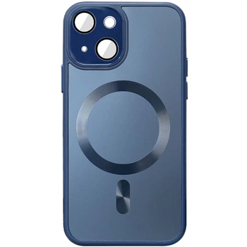 Чехол TPU Glass Sapphire Midnight для Apple Айфон 15 с поддержкой MagSafe и стеклянной панелью Deep navy