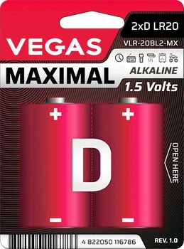 Первичный элемент питания Vegas Maximal VLR-20BL2-MX D Alkaline 2 шт (4822050116786)