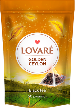 Чорний чай Lovare Golden Ceylon цейлонський середньолистовий 2 г х 50 пірамідок (4823115403094)