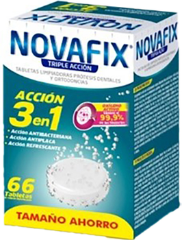 Таблетки для чищення зубних протезів Urgo Novafix Triple Action 66шт (8470001838452)