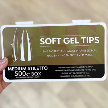 Гелевые типсы Soft Gel Tips Medium Stiletto (Средний стилет) Упаковка 500 шт