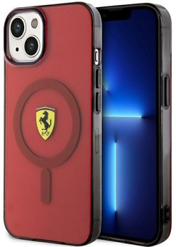 Etui plecki Ferrari Translucent Magsafe do Apple iPhone 14 Red (3666339120979)
