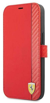 Etui z klapką Ferrari Book On Track Carbon Stripe do Apple iPhone 13 mini Red (3666339026516)