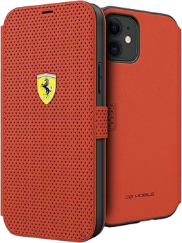 Etui z klapką Ferrari Book On Track Perforated do Apple iPhone 12 mini Red (3700740492574)