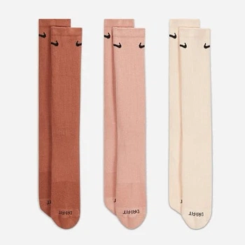 Набор женских носков высоких хлопковых Nike U Nk Everyday Plus Cush Crew SX6888-914 38-42 3 пары Бежевый/Коричневый (195244785957)