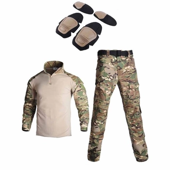 Тактическая военная форма костюм армейский мультикам с защитой (наколенники + налокотники), убакс UBACS MultiCam XL (338562)