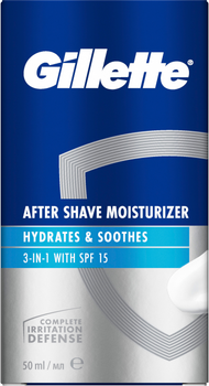 Бальзам після гоління Gillette 3в1 Hydrates & Soothes SPF+15 50 мл (8001090303929)