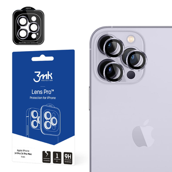 Szkło hartowane 3MK Lens Protection Pro na aparat iPhone 14 Pro/14 Pro Max z ramką montażową (5903108484077)