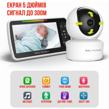 Видеоняня Baby Monitor с 5-дюймовым экраном SM-650