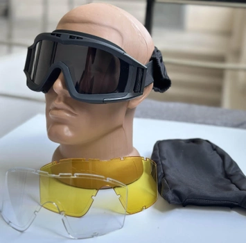 Тактическая маска - очки Tactic баллистическая маска revision защитные очки со сменными линзами Черный (mask-black)