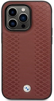 Панель BMW Leather Diamond Pattern для Apple iPhone 14 Pro Max Бордовий (3666339066512)