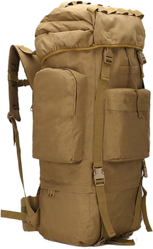 Большой тактический армейский рюкзак с дождевиком 65L Combat Койот