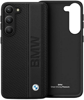 Etui plecki BMW Leather Textured & Stripe do Samsung Galaxy S23 Plus Black (3666339114527)