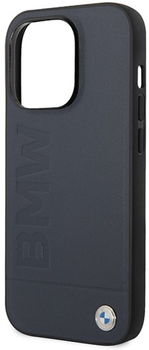 Etui plecki BMW Leather Hot Stamp MagSafe do Apple iPhone 14 Pro Navy (3666339089245)