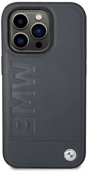 Etui plecki BMW MagSafe Leather Hot Stamp do Apple iPhone 14 Pro Max Navy (3666339089252)
