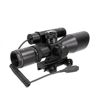 Оптичний приціл Aim Sports 2.5-10x40 з лазерною підсвіткою та прицільною сіткою MIL-DOT JDNG251040G-N