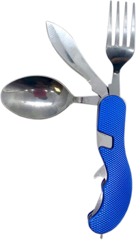 Набор туриста Stinger складной нож, ложка, вилка, открывалка Синий (DN30756A)