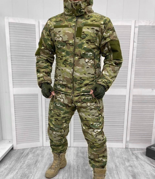 Армейский зимний водонепроницаемый костюм Softshell (куртка и штаны) на флисе и синтепоне (Камуфляж Мультикам) XL