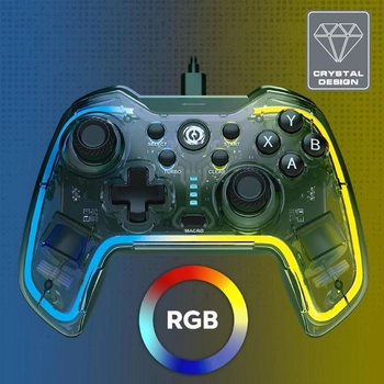Проводной геймпад Canyon Brighter GP-02 Wired RGB 4in1 PS3/Android BOX-TV/Nintendo Crystal (CND-GP02)