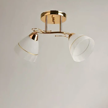 Люстра стельова Light House SH-19186/2 FG 440*180*240 E27*2 золото, білі плафони