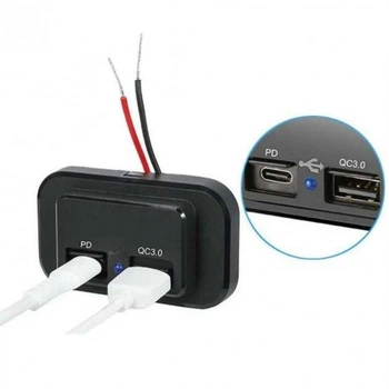 Накладна панель USB зарядка QC3.0 + PD Type-C Вхід: 12-24В DC Вихід: 5В/3A 9В/2A 12В/1.5A )