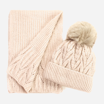 Зимова шапка + шарф Art Of Polo cz21801 One Size Світло-бежева (5902021184156)