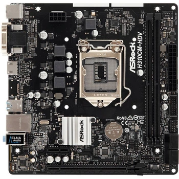 Материнская плата ASRock H310CM-HDV/REF 1151/H310 2хDDR4 4xSATAIII VGA DVI-D HDMI GLan 8ch mATX Refurbished