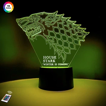 Ночник-светильник 3D "Герб дома Старков" 17х19 см 3DTOYSLAMP (2000002621782)