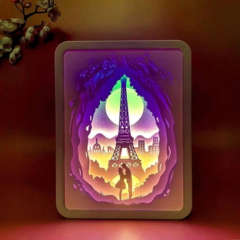 Настольная 3D картина-ночник "Влюбленные в Париже" 3DTOYSLAMP 21х16 см (osv0001891)