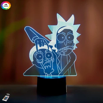 Ночник-светильник 3D "Рик и Морти" 24х15 см 3DTOYSLAMP (2000002622017)