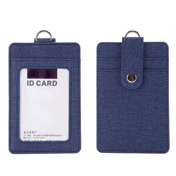 Вертикальний бейдж Canvas Blue на стрічці, бейджик з відділеннями для пропуску, візиток та карток, офісний бейдж на шнурку, Chansin (71000127)