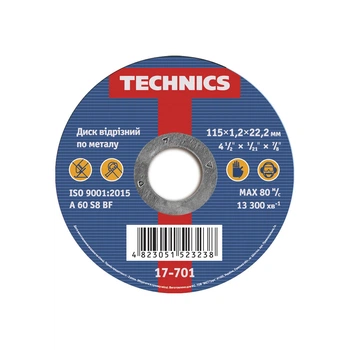 Диск круг отрезной по металлу 115мм 1,2х22 Technics 17-701