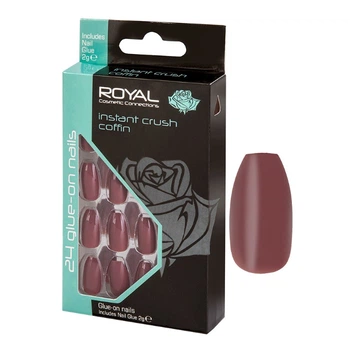 Накладные ногти в комплекте с двусторонним скотчем Royal Cosmetics "Instant Crush" 24 шт. Бордовый