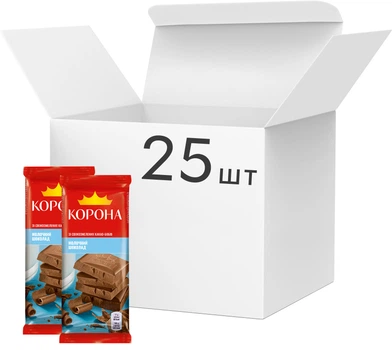 Упаковка шоколада Корона молочного без добавок 85 г х 25 шт (7622201421502)