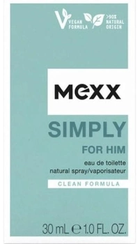 Туалетна вода для чоловіків Mexx Simply For Him 30 мл (3616302939190)