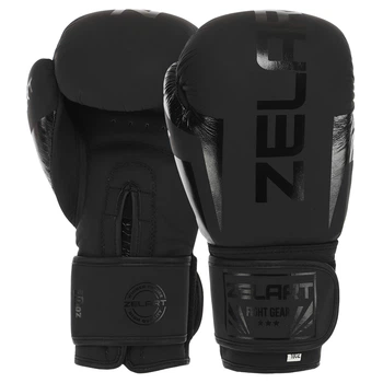 Перчатки боксерские кожаные на липучке Zelart ELITE 10oz черные VL-8291