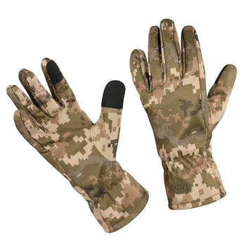 Защитные Перчатки с сенсорными нашивками / Рабочие Перчатки M-Tac Winter Soft Shell пиксель размер S