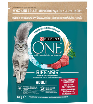 Сухий корм для дорослих котів Purina One яловичина та цільні зерна 800 г (8002205871388)