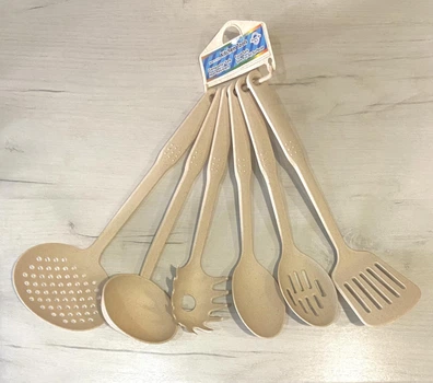 Набір кухонних лопаток Kitchen Tools кухонне приладдя та інвентар 6 приладів та аксесуарів Бежевий
